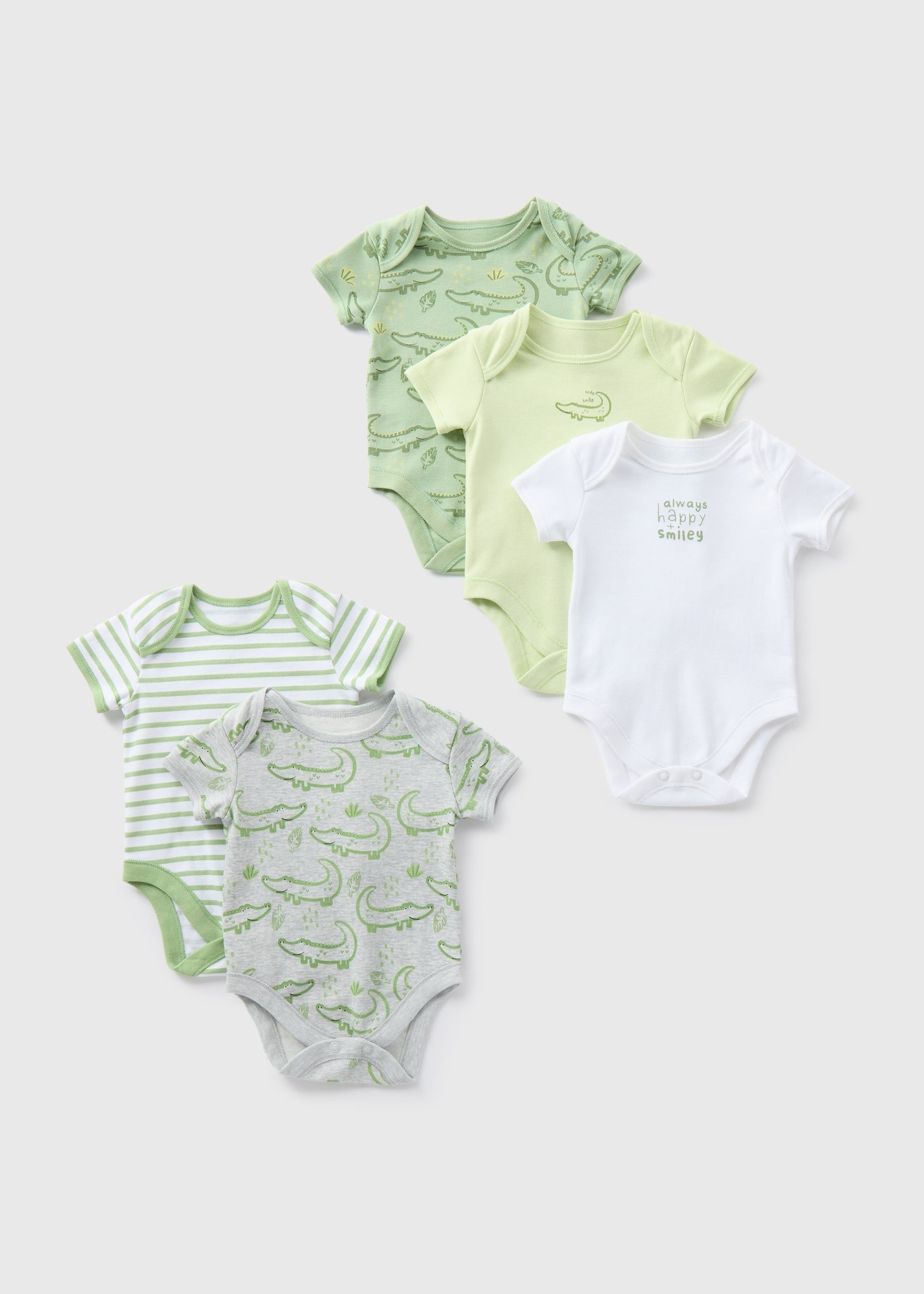Baby 5 Pack Green Croc Bodysuits (Newborn-23mths)  C136226
