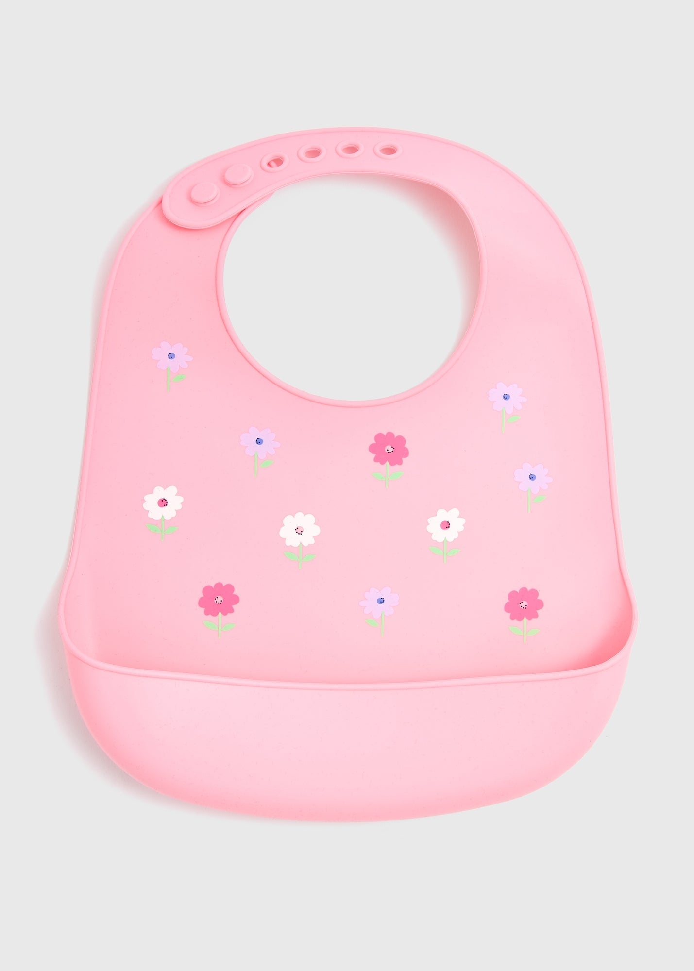 Baby Pink Floral Silicone Bib  C136227