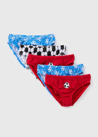 Boys 5 Pack Multicolour Football Design Boxers (2-9yrs)  B290264