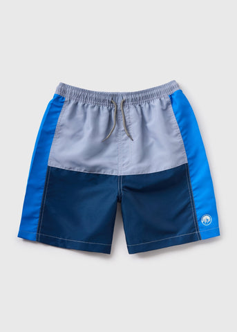 Boys Blue Cut & Sew Colour Block Swim Shorts (6-11yrs)  B090786