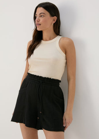 Black Double Cloth Shorts  F511824