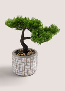 Green Bonsai In White Embroidered Pot (25cm x 18cm x 26cm) M698462