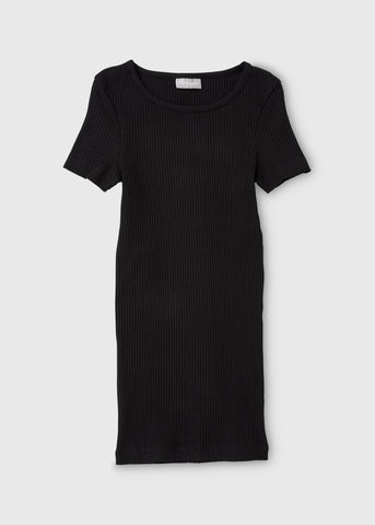 Girls Black Ribbed Dress (7-15yrs)  G422398