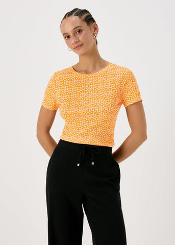 Orange Floral Print Perfect T-Shirt  F466261