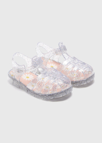 Girls Silver Glitter Jelly Shoes (Younger 4-12)  C303300