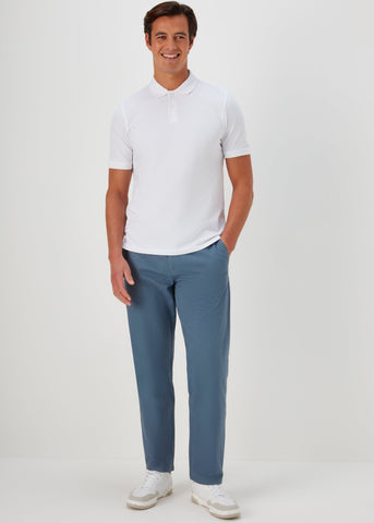 Blue Straight Fit Stretch Chinos  M173965