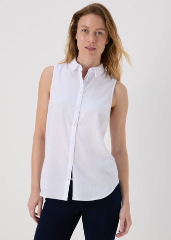 White Sleeveless Shirt  F373706