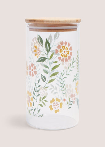 Green Floral Glass Jar (9cm x 17cm) M484772