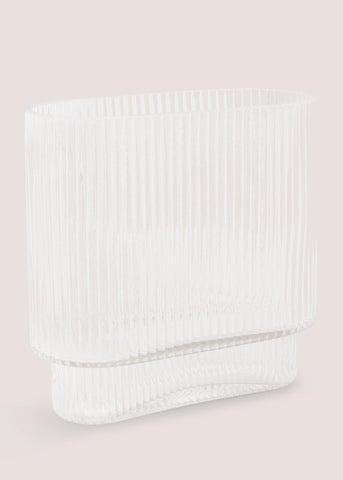 Rectangle Ribbed Glass Vase (21cm x 20cm x 9cm) M698235