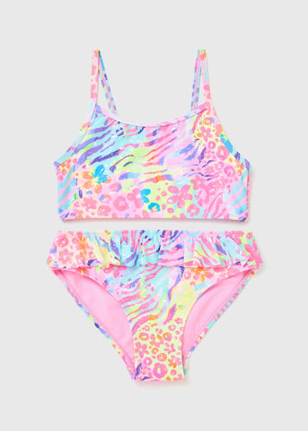 Girls Multicoloured Zebra Print Bikini Set (6-13yrs)  G080690