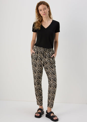 Brown Viscose Tapered Trousers  F511055