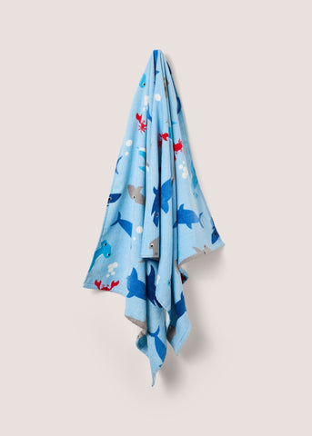Blue Shark Print Cotton Beach Towel (140cm x 70cm) M201617