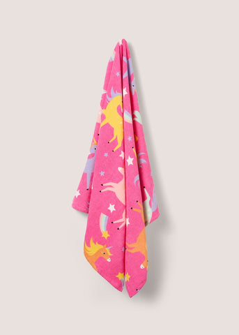 Pink Unicorn Print Towel (140cm x 70cm) Multi M201613