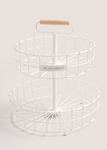 Kitchen Co Two Tier Fruit Basket (38cm x 28cm) White M484987