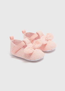 Baby Pink T Bar Broderie Shoes (Newborn-18mths)  C303507