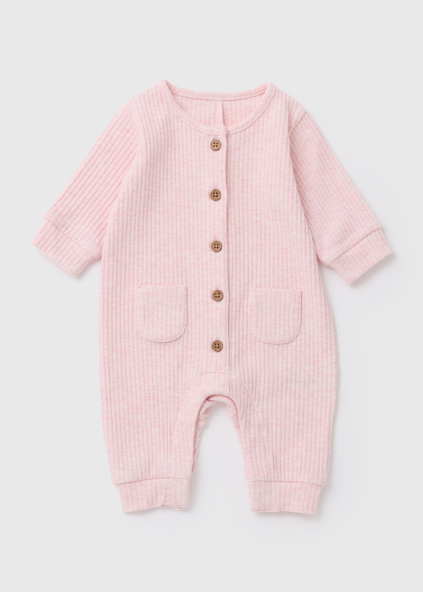 Baby Pink Ribbed Romper (Newborn-23mths)  C320871