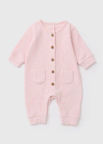 Baby Pink Ribbed Romper (Newborn-23mths)  C320871