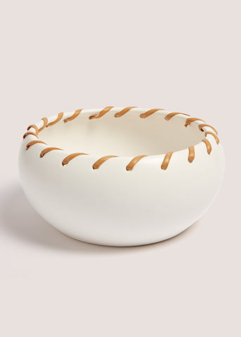 Cream Woven Ceramic Bowl (32cm x 47cm x 39cm) M698336