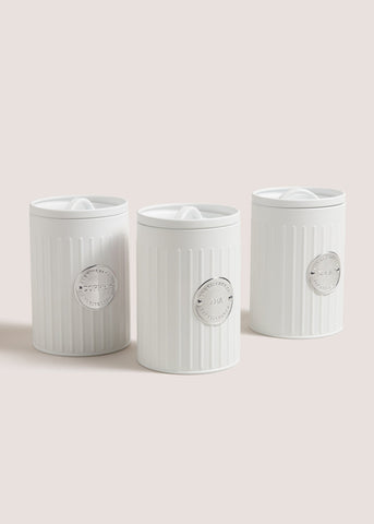 White Tea/Coffee/Sugar Canisters (16cm x 11cm) M485017