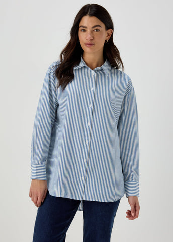 Blue Stripe Cotton Shirt  F373812