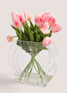 Tulips In Round Glass Pot (36cm x 27cm x 12cm) M698420