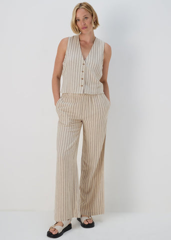 Stone Stripe Wide Leg Trousers  F511689