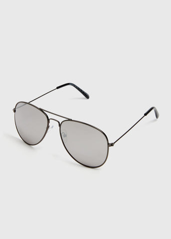 Black Aviator Sunglasses Silver M212683