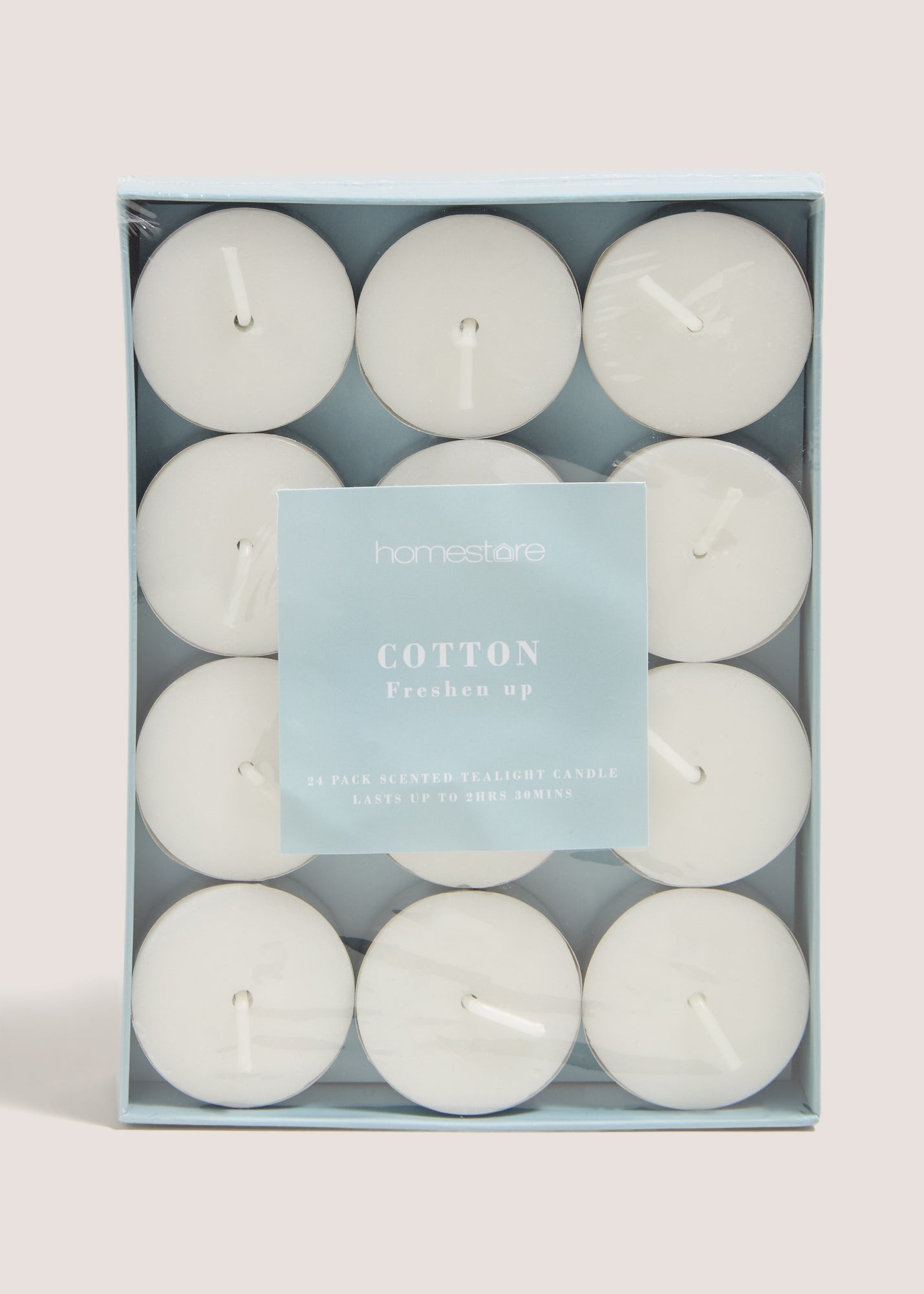 24 Pack Cotton Tealights Blue M698479