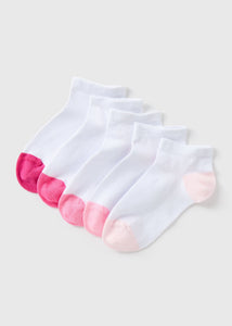 Girls Pink 5 Pack Trainer Socks (2-12yrs)  G034007