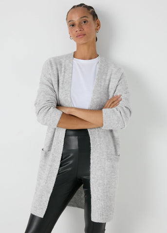 Grey Soft Longline Cardigan  F275466