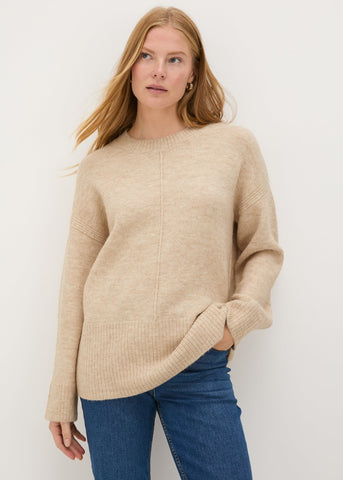 Beige Knitted Front Seam Jumper  F275483