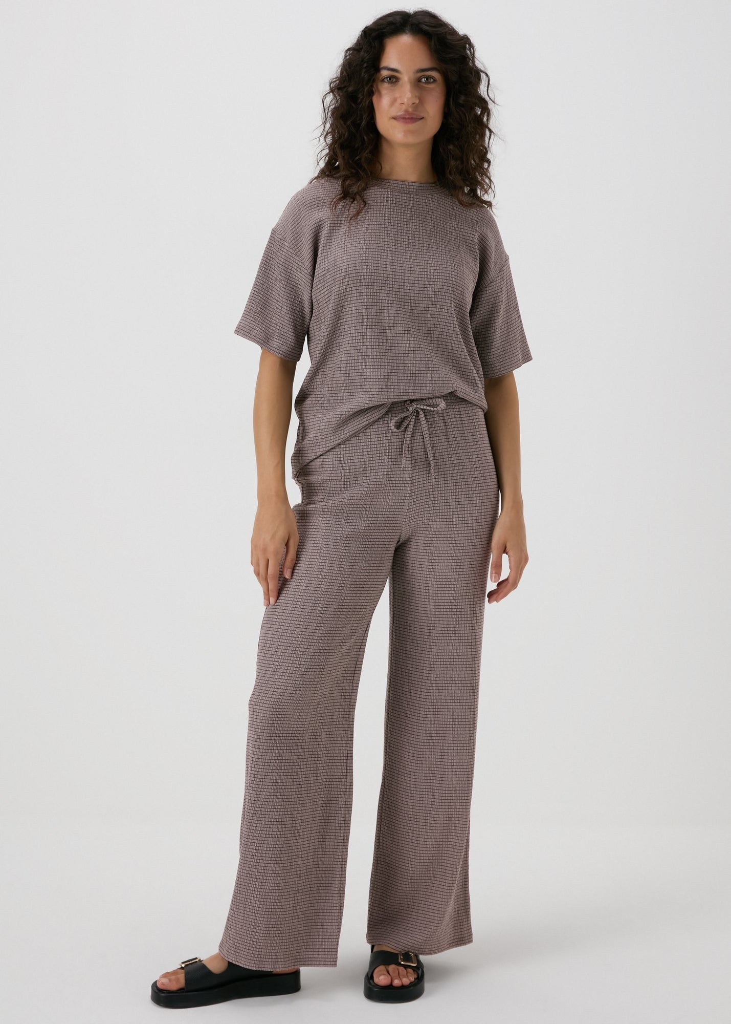 Taupe Textured Co Ord Trousers  F512239