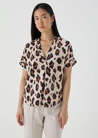 Et Vous Brown Leopard Print Airflow Top  F348161