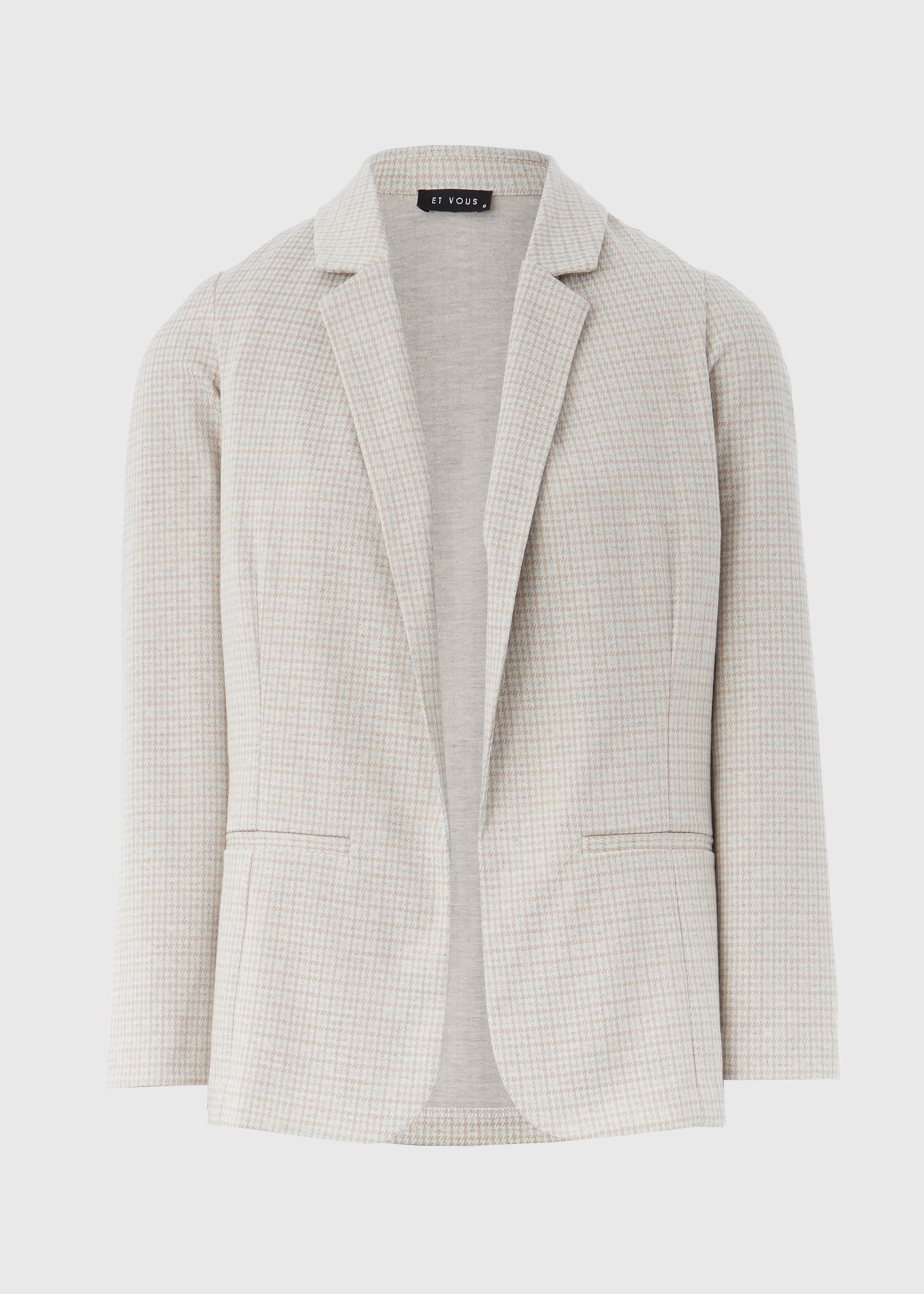 Et Vous Beige Check Pattern Co Ord Ponte Blazer  F512253