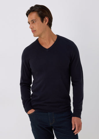 Navy V-Neck Cashmilon Jumper  M207090