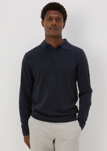 Navy Knitted Polo Shirt  M207091