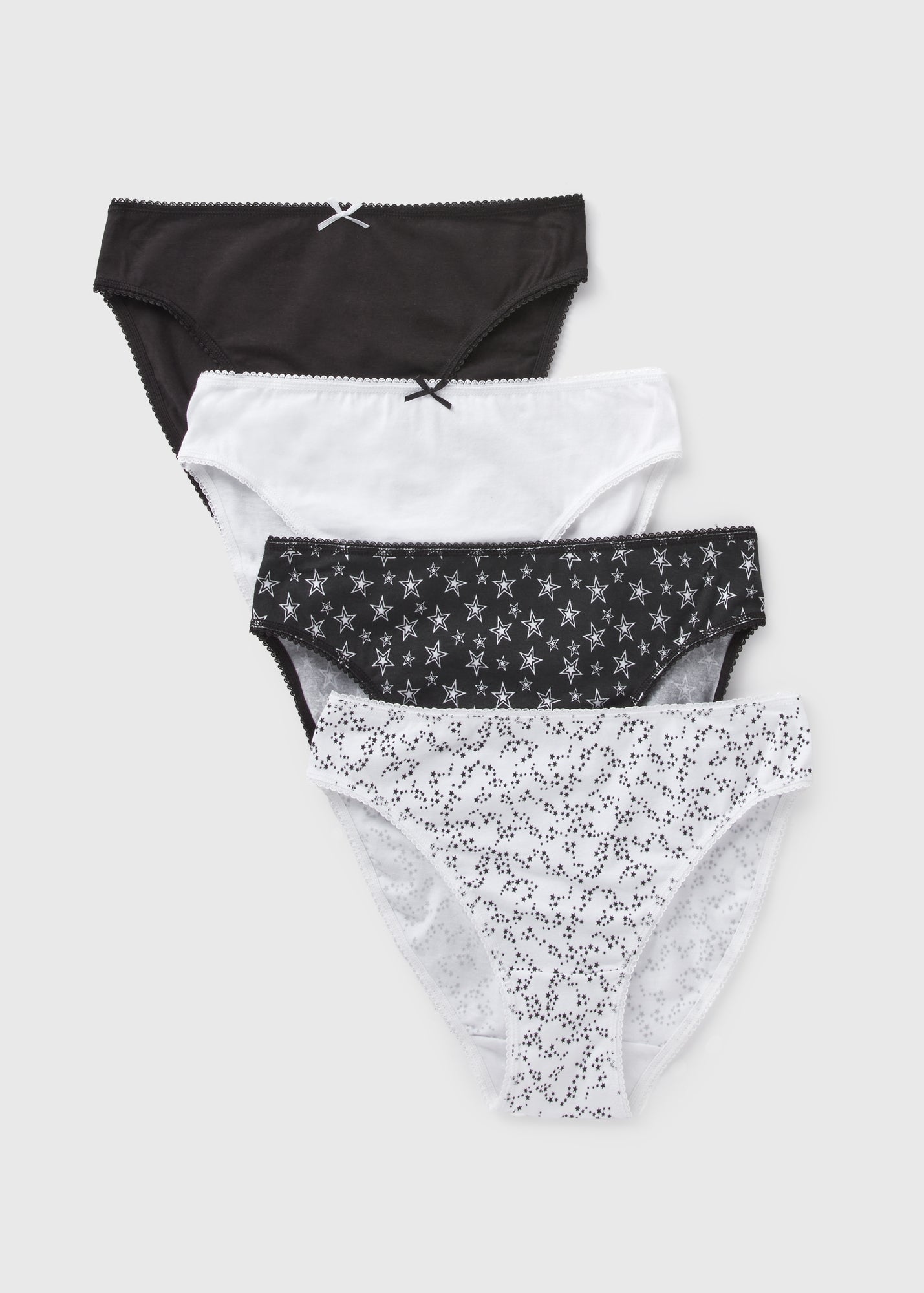 4 Pack Black & White High Leg Knickers  F473197