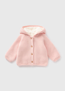 Baby Pink Borg Lined Knitted Cardigan (Newborn-23mths)  C320970