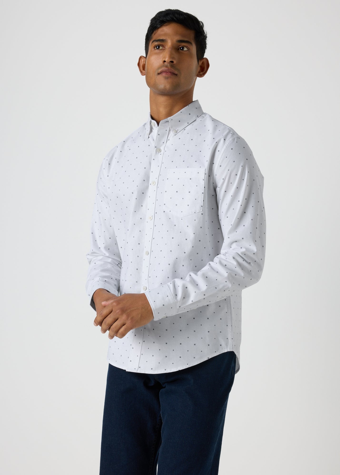 White Geometric Oxford Shirt  M437297