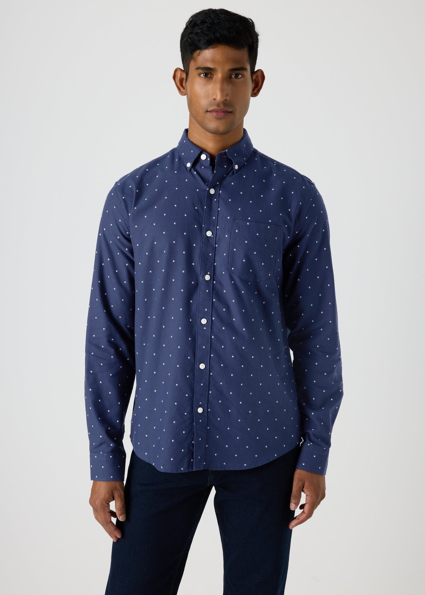 Navy Geometric Oxford Shirt  M437300