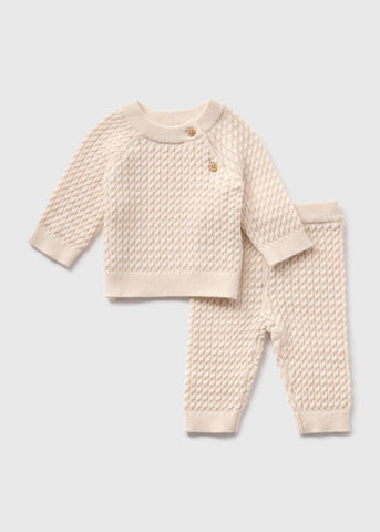 Baby Cream Cable Knit Top & Trouser Set (Newborn-23mths)  C320977