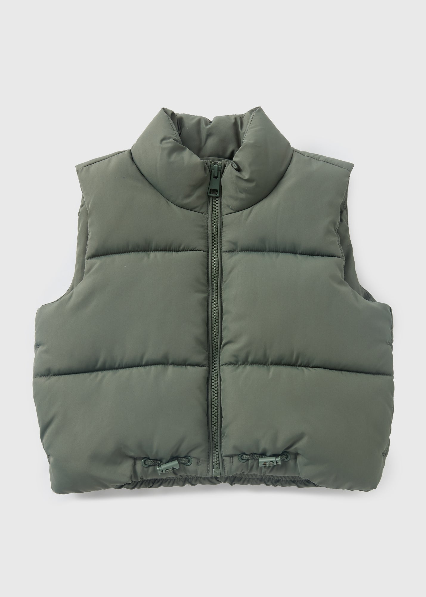 Girls Showerproof Khaki Cropped Gilet (7-15yrs)  G180951