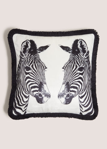 White Zebra Print Cushion M494130