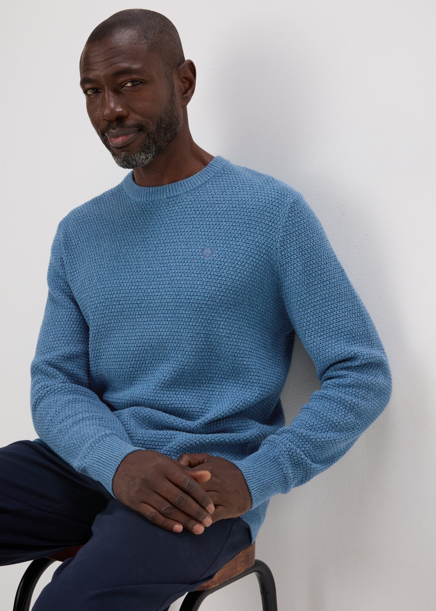 Lincoln Blue Crew Neck Knit Jumper  M293449