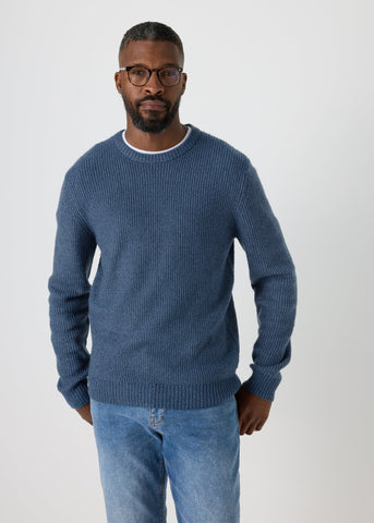 Blue Ribbed Crew Neck Jumper  M207156