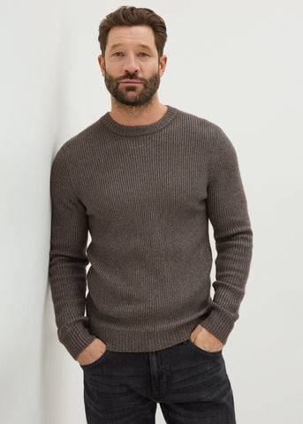 Brown Ribbed Crew Neck Jumper  M207160