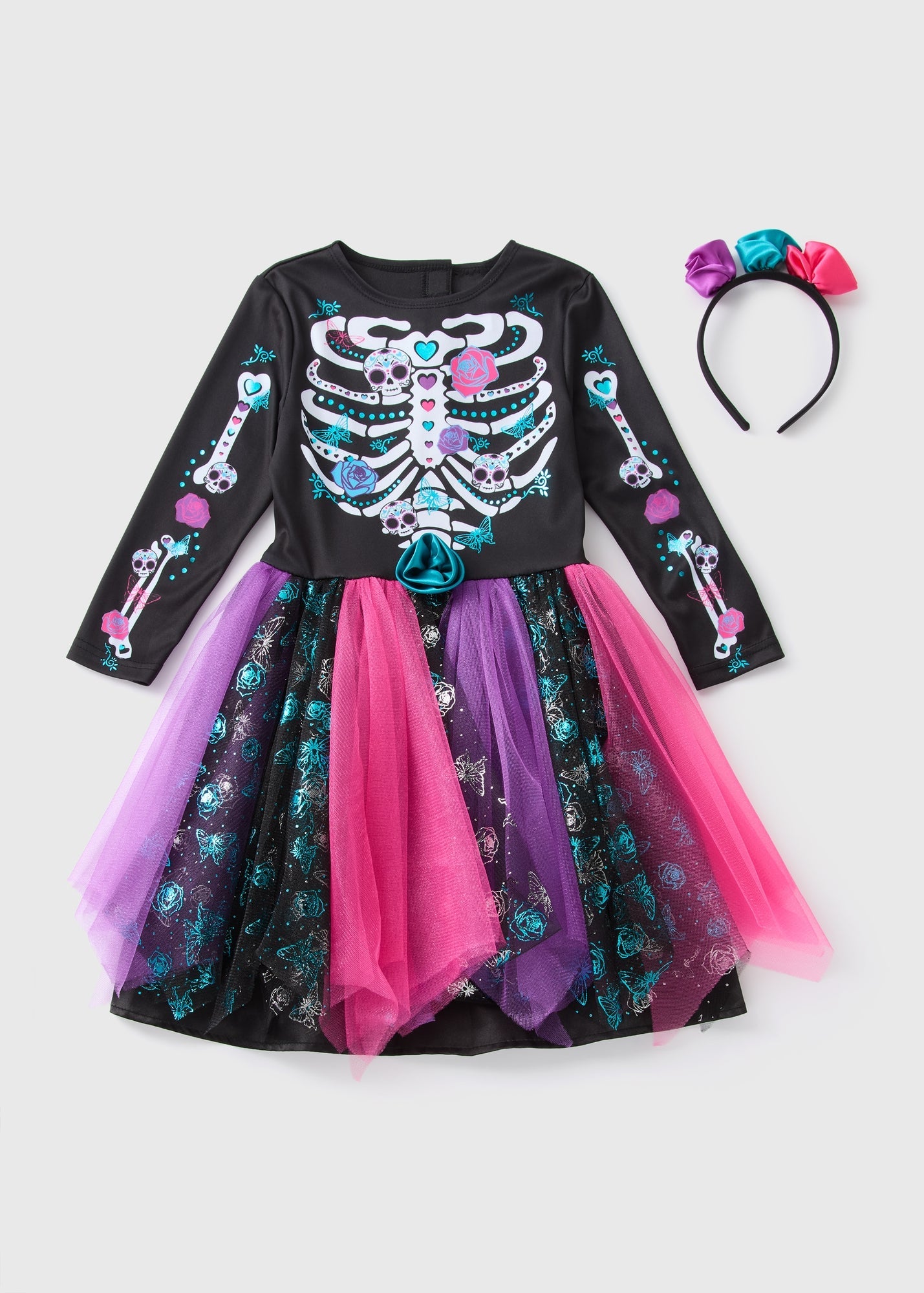 Day Of The Dead Girl Black Costume (1-9yrs) C294461
