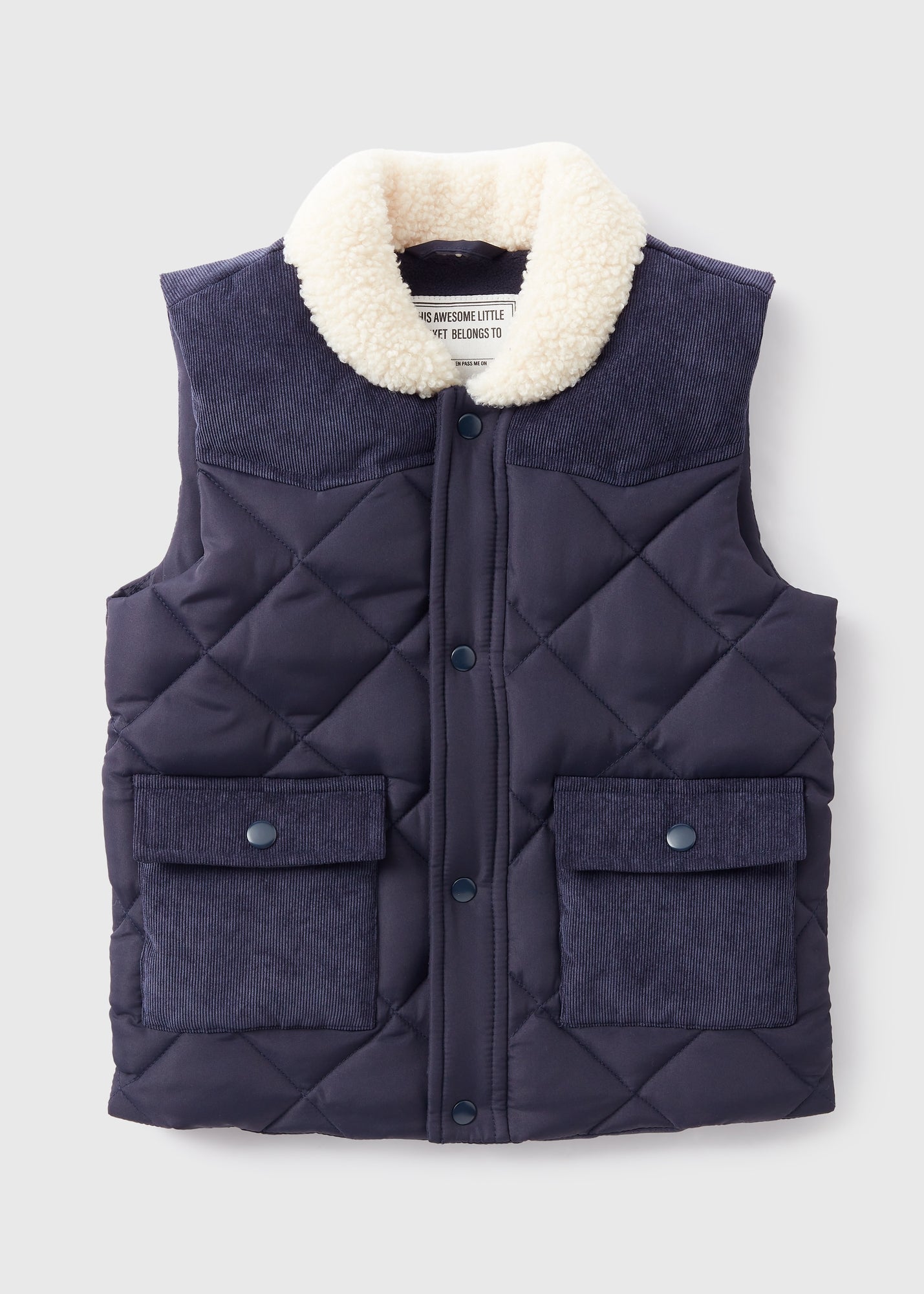 Boys Navy Faux Fur Collar Gilet (1-7yrs)  B369152