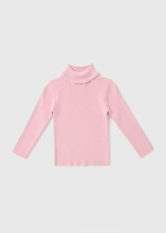 Girls Pink Knit Roll Neck Jumper (1-7yrs)  C251590