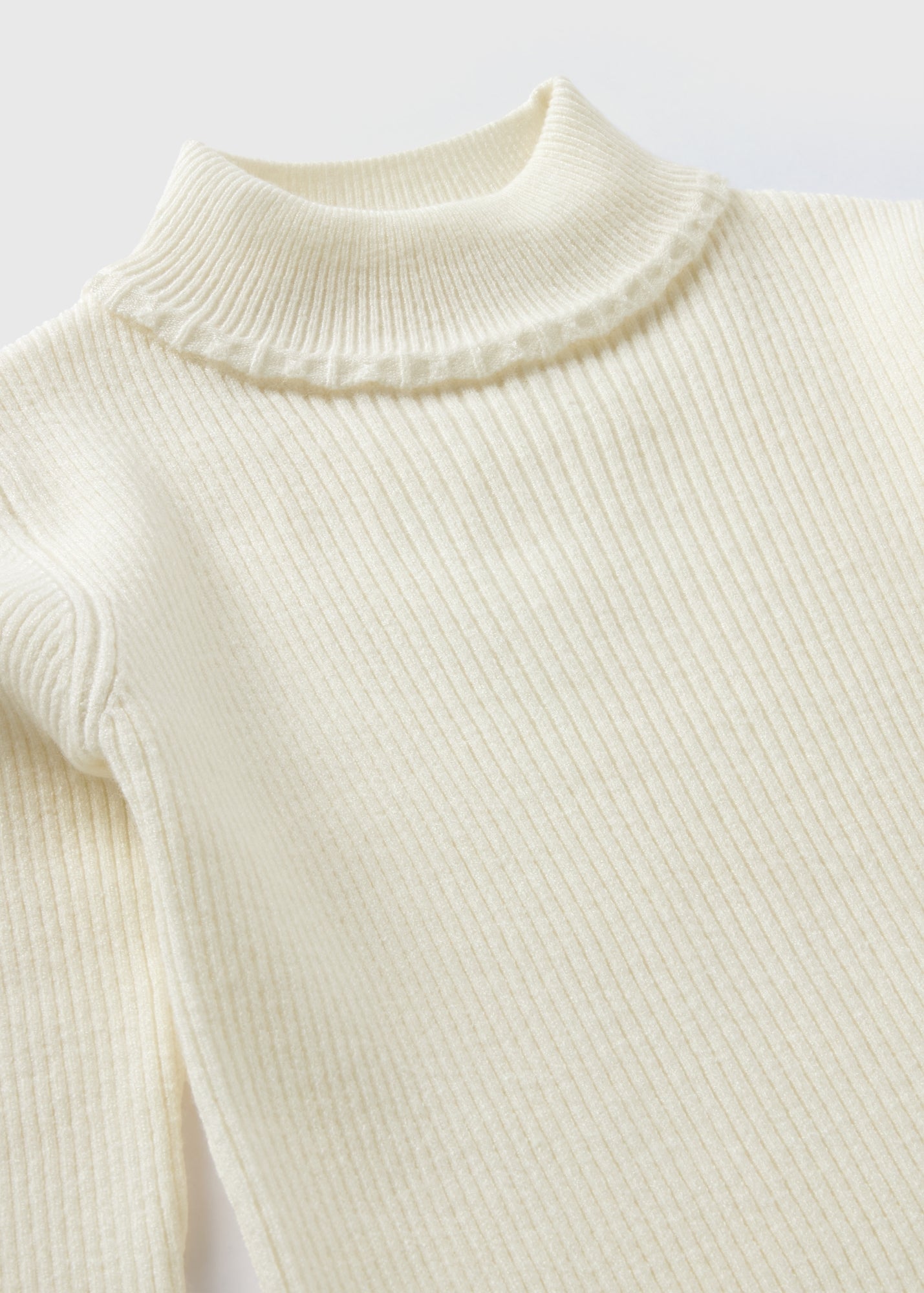 Girls Cream Ribbed Roll Neck Top (1-7yrs)  C251591